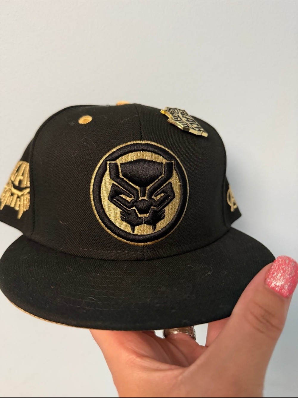 Black & Gold Panther Logo Snapback Hat